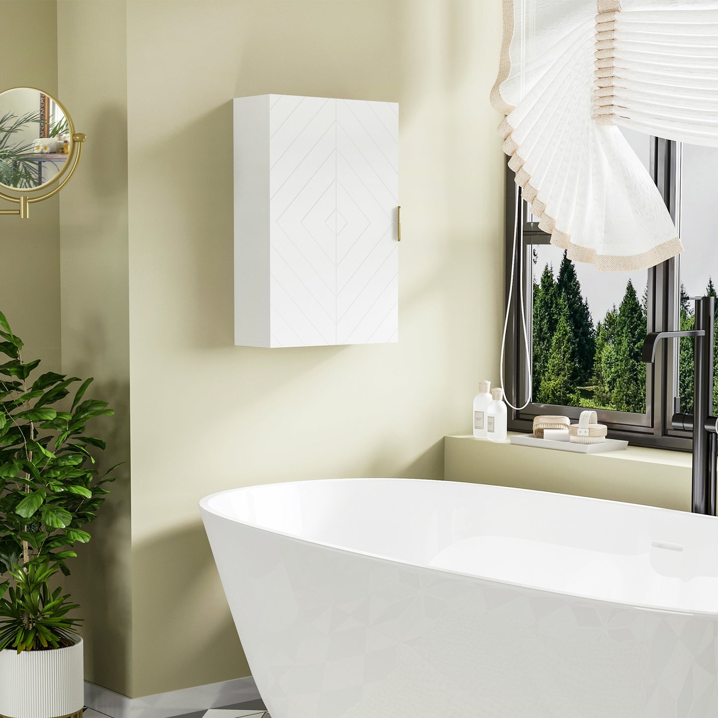 kleankin Bathroom Medicine Cabinet, Modern Wall Cabinet with Adjustable Shelves and Single Door for Laundry Room