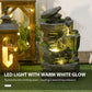 Outsunny 4-Tiered Outdoor Jar and Bowls Water Fountain with LED Lights, Adjustable Flow, 26.4-inch Resin Waterfall Fountain