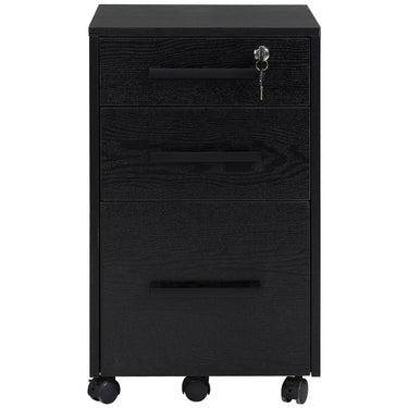 HOMCOM Lockable Vertical File Cabinet with Lock, 3 Drawer Filing Cabinet with Hanging Bars for Letter and A4 Size, Black