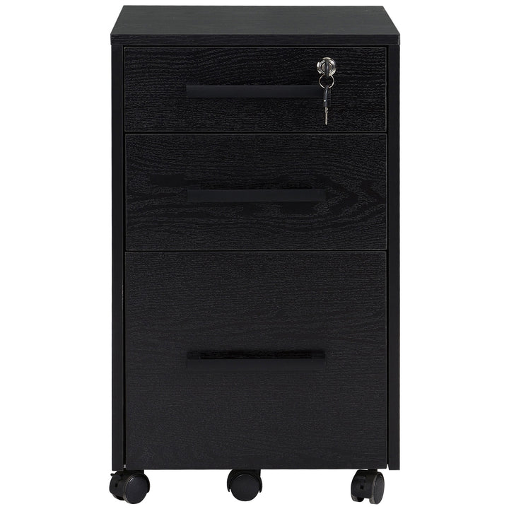 HOMCOM Lockable Vertical File Cabinet with Lock, 3 Drawer Filing Cabinet with Hanging Bars for Letter and A4 Size, Black