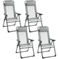 Outsunny Set of 4 Camping Chairs, Outdoor Folding Lounge Chair Set with 5 Level Adjustable Backrest, Removable Headrest, Armrest for Camping, Backyard, Black