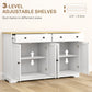 HOMCOM Modern Sideboard, Buffet Cabinet with Storage Drawers, Adjustable Shelves for Living Room, Dining Room, Entryway, White