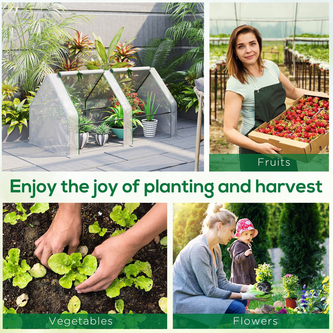 Outsunny 6' x 3' x 3' Portable Tunnel Greenhouse Outdoor Garden Mini with Large Zipper Doors & Water/UV PE Cover White