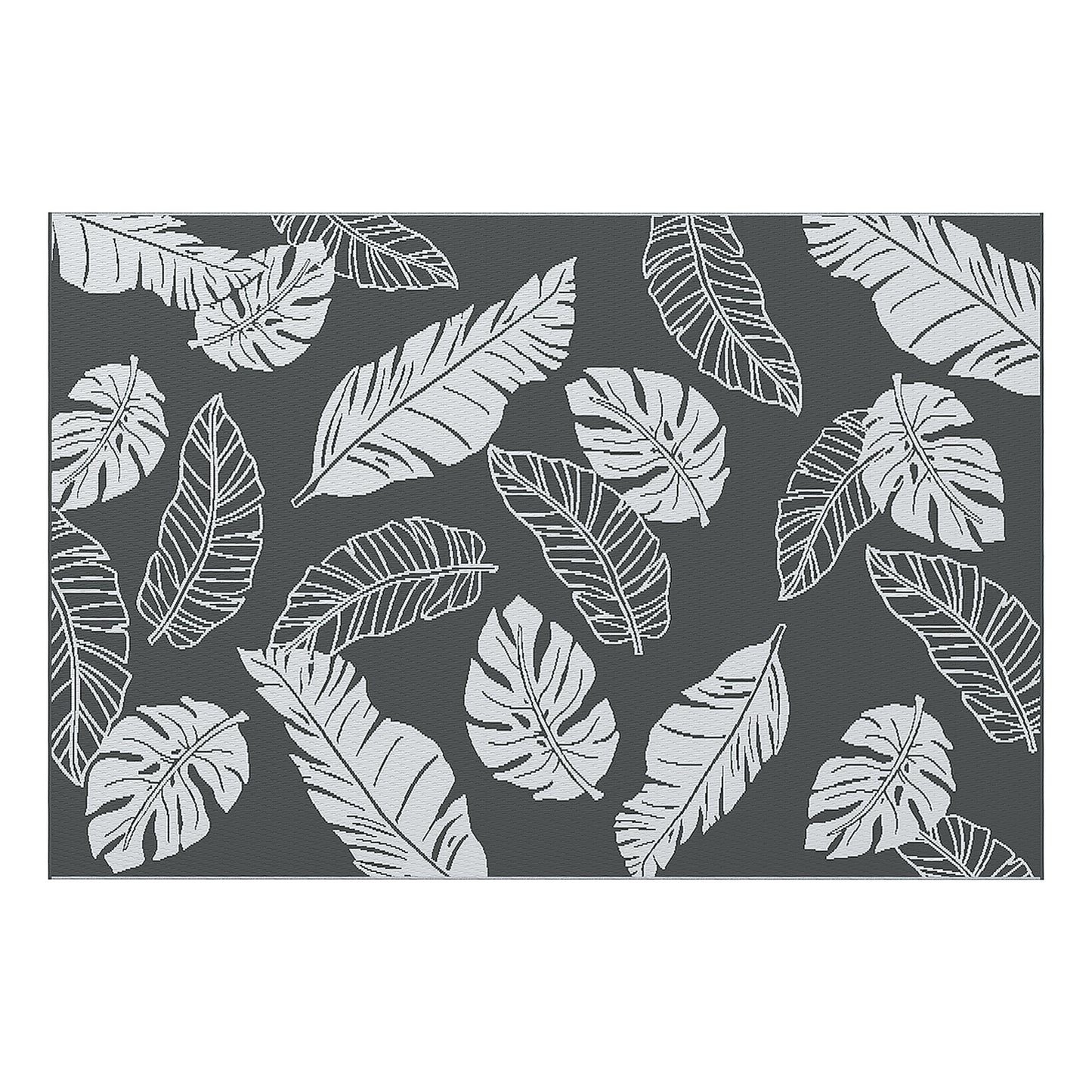 Outsunny Reversible Outdoor RV Rug, Patio Floor Mat, 6' x 9' Plastic Rug for Backyard, Deck, Beach, Camping, Grey and White