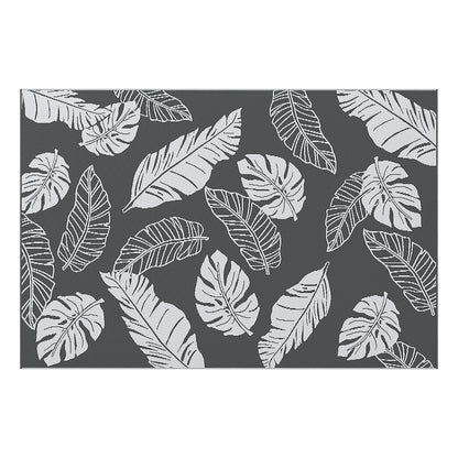 Outsunny Reversible Outdoor RV Rug, Patio Floor Mat, 6' x 9' Plastic Rug for Backyard, Deck, Beach, Camping, Grey and White
