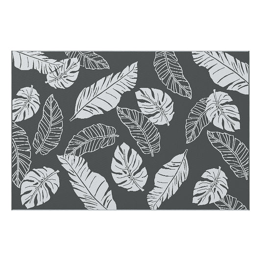 Outsunny Reversible Outdoor RV Rug, Patio Floor Mat, 6' x 9' Plastic Rug for Backyard, Deck, Beach, Camping, Grey and White