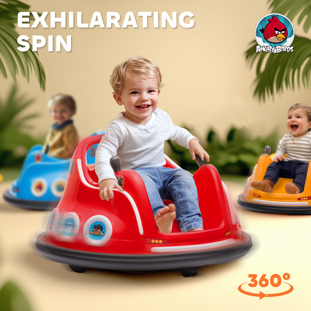 Qaba Angry Bird Licensed Electric Ride on Car, 12V Bumper Car for Kids w/ Dual Joysticks, 360 Degree Spin, Blue