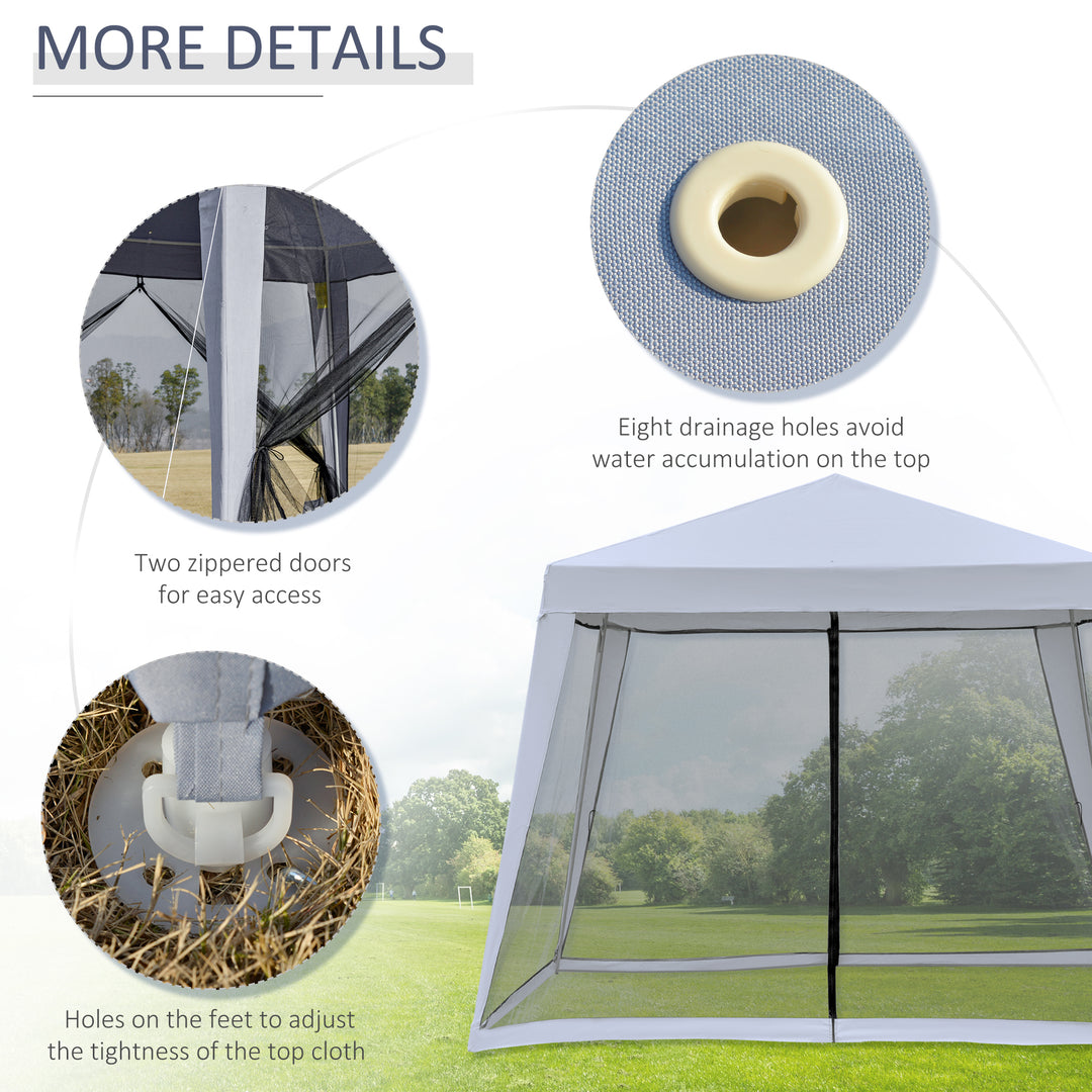 Outsunny 10x10ft Party Tent Canopy with Netting, Patio Screen House Slant Leg Outdoor Gazebo Sun Shade Shelter, Beige