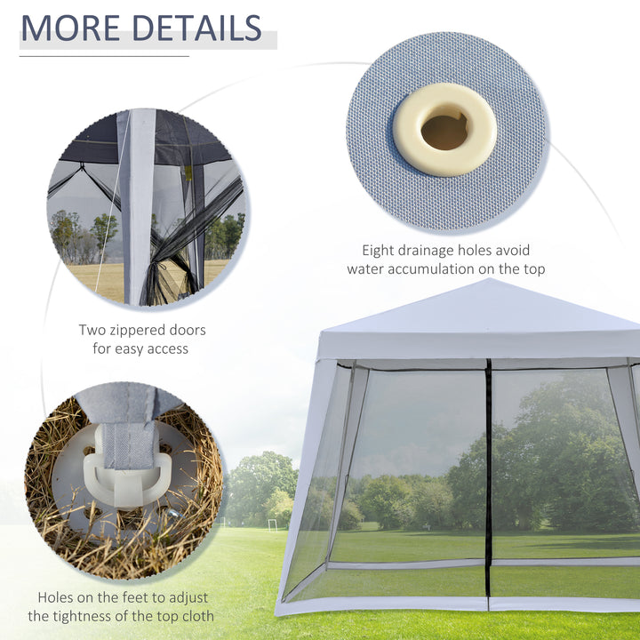 Outsunny 10x10ft Party Tent Canopy with Netting, Patio Screen House Slant Leg Outdoor Gazebo Sun Shade Shelter, Beige