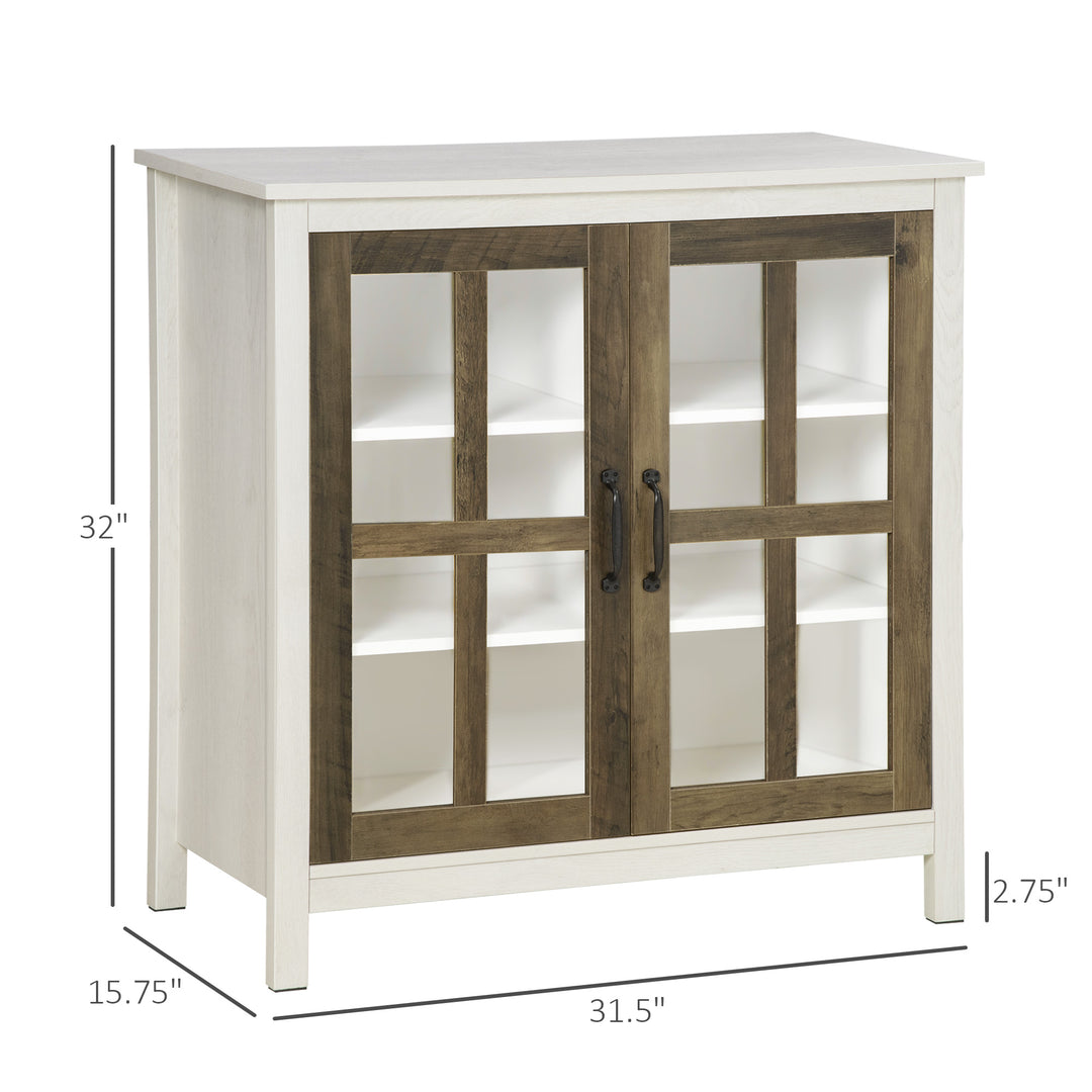 HOMCOM Kitchen Sideboard, Glass Door Buffet Cabinet, Accent Storage Cabinet with 2 Glass Doors and Adjustable Shelf for Dining Room, Living Room, Black Wood Grain