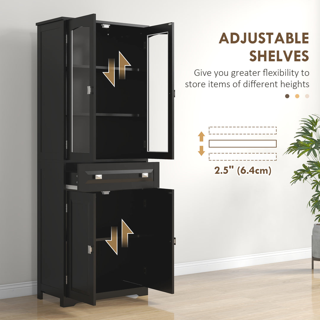 HOMCOM 63" 4-Door Kitchen Pantry Cabinet, Freestanding Storage Cabinet Cupboard with Adjustable Shelves, White