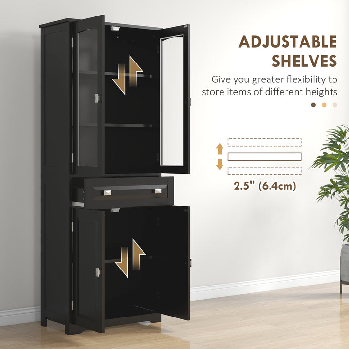 HOMCOM 63" 4-Door Kitchen Pantry Cabinet, Freestanding Storage Cabinet Cupboard with Adjustable Shelves, White