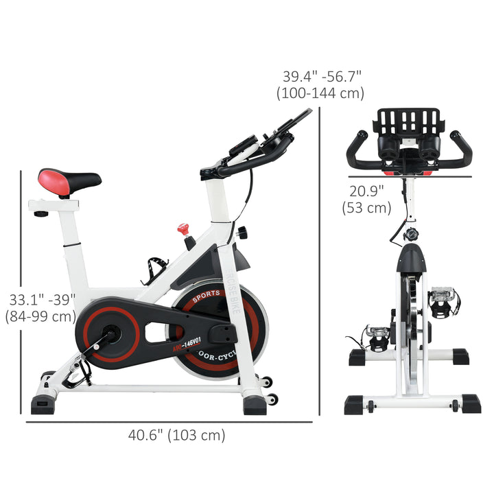 Soozier Adjustable Upright Stationary Exercise Bike w/ LCD Display, Indoor Cycling Bike for Home w/ Adjustable Resistance, White