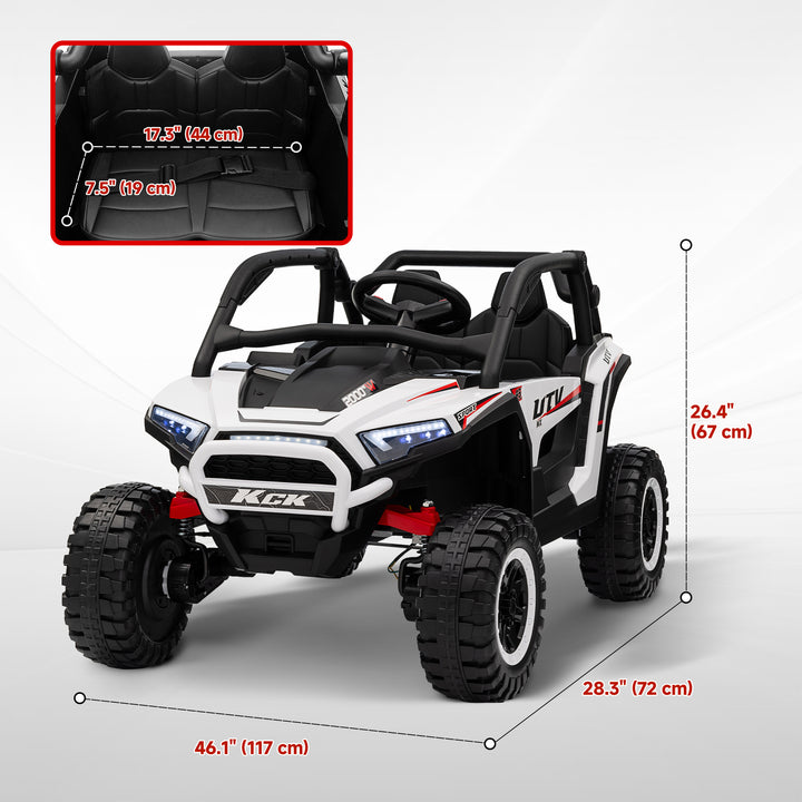 Qaba 2 Seater 24V 7AH Ride on Truck, Electric Car for Kids w/ Spring Suspension, Remote Lights, Horn, Music, Blue