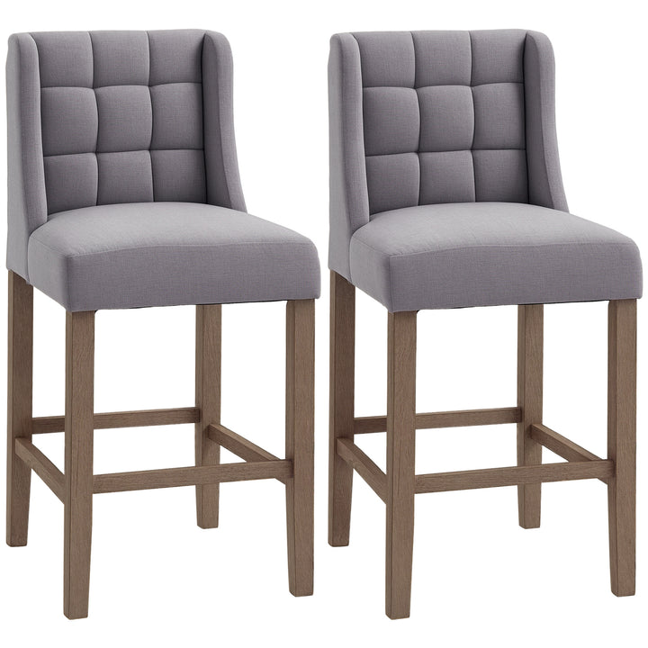 HOMCOM Modern Counter Bar Stools Tufted Upholstered Counter Chairs Set of 2 for Kitchen, Beige