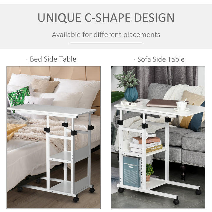 HOMCOM Mobile Standing Desk, Adjustable Height 31.5 inch Stand Up Desk with Wheels for Home Office, Rustic Brown