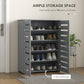 HOMCOM Shoe Storage Cabinet, Shoe Cabinet with 2 Slatted Doors for 15 Pairs of Shoes, Black