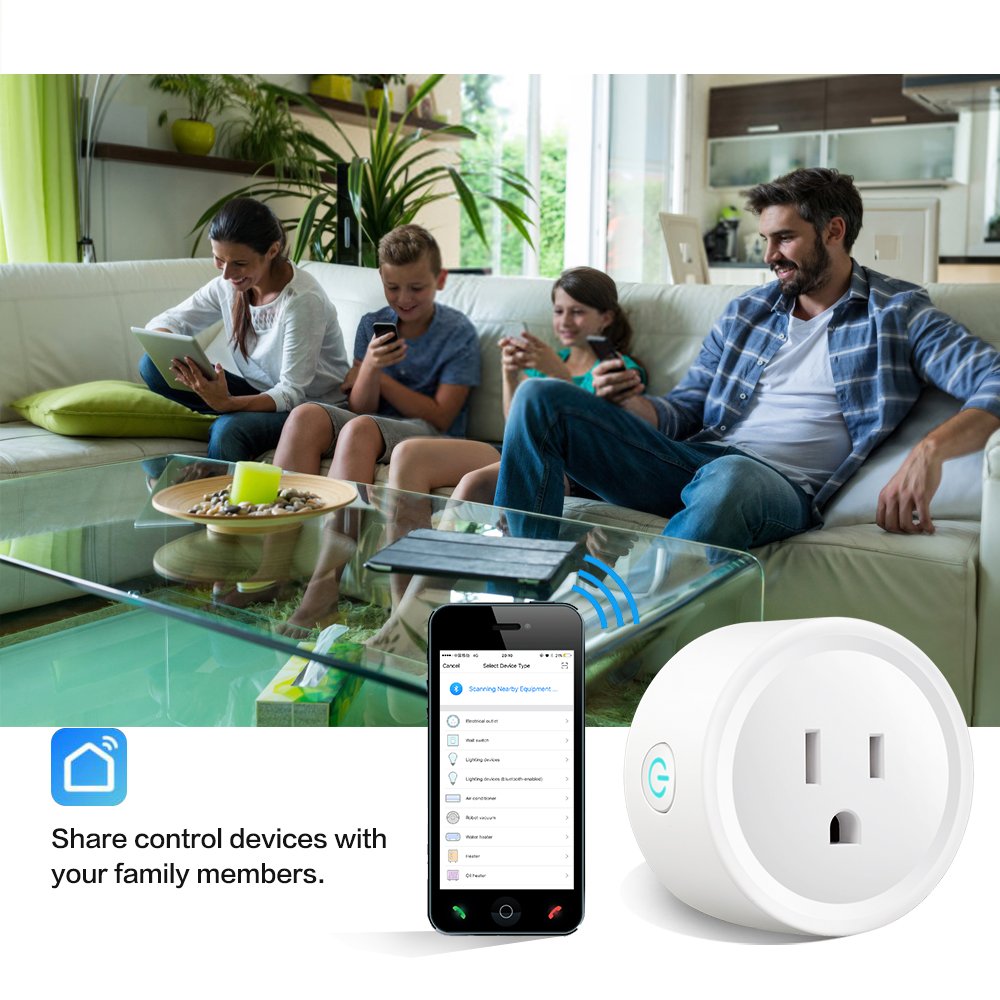 10A Wi Fi Smart Plug, Compatible with Alexa and Google Home sockets, Remote Control with Timing Function, Voice Control, Timing and scheduling,Works with Your Wi-Fi Router – no hub Required.