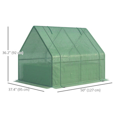 Outsunny Steel Outdoor Raised Garden Bed with Greenhouse,Cover, Roll Up Door, Dual Use, 50"x37.4"x36.2", Green