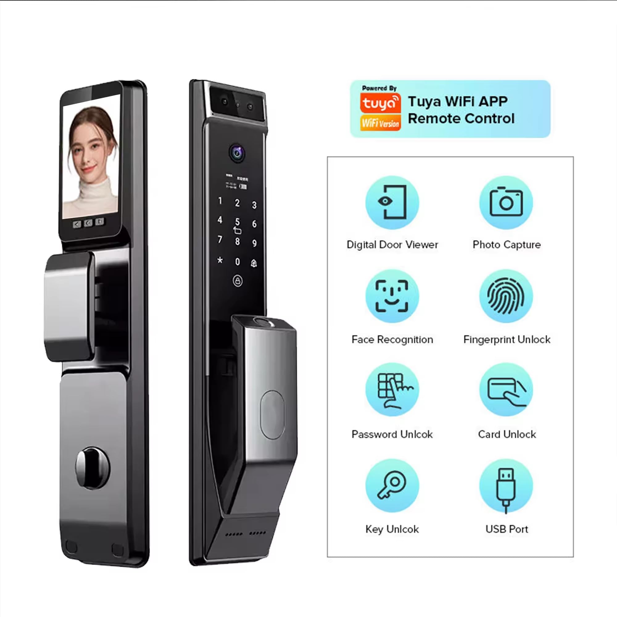3D Face Recognition Smart Door Lock Security Camera Monitor Intelligent Fingerprint Password Electronic Key Unlock Fingerprint Door Locks,Combination Smart Door Locks,Digital Door Locks,Door Locks