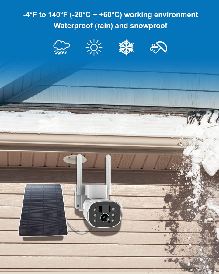 2K Solar Security Camera Wireless Outdoor, 2.4G WiFi & 360˚PTZ Camera, Color Night Vision, Motion Detection, 2-Way Audio, Solar-Powered Battery, Alexa/Google Assistant, SD Card/Cloud Storage