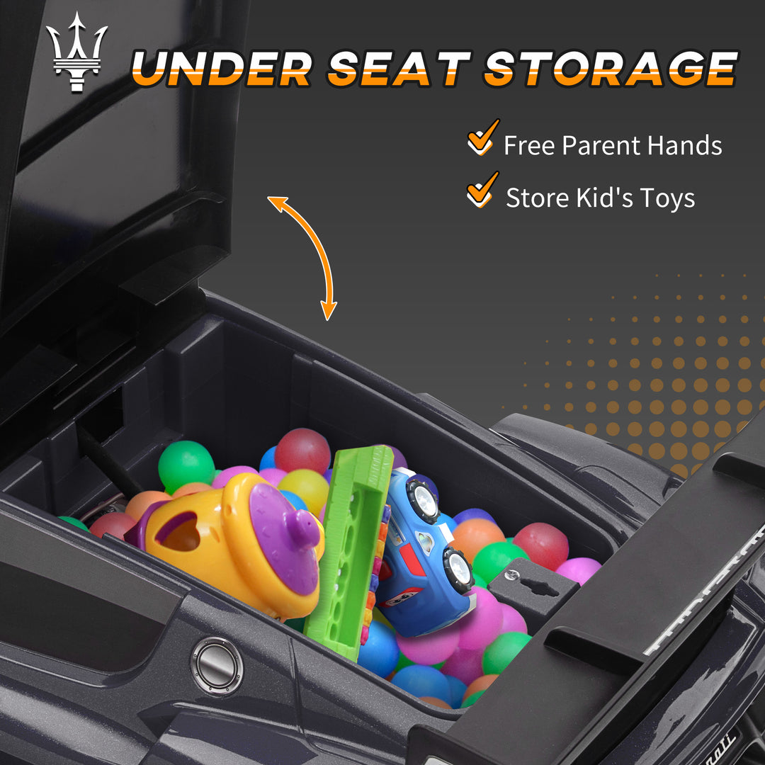 Qaba 6V Maserati GT2 Licensed Electric Car for Kids, Ride on Car with Under Seat Storage, LED Headlights Music, Blue