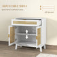 HOMCOM Boho Sideboard Storage Cabinet with Rattan Doors, Black