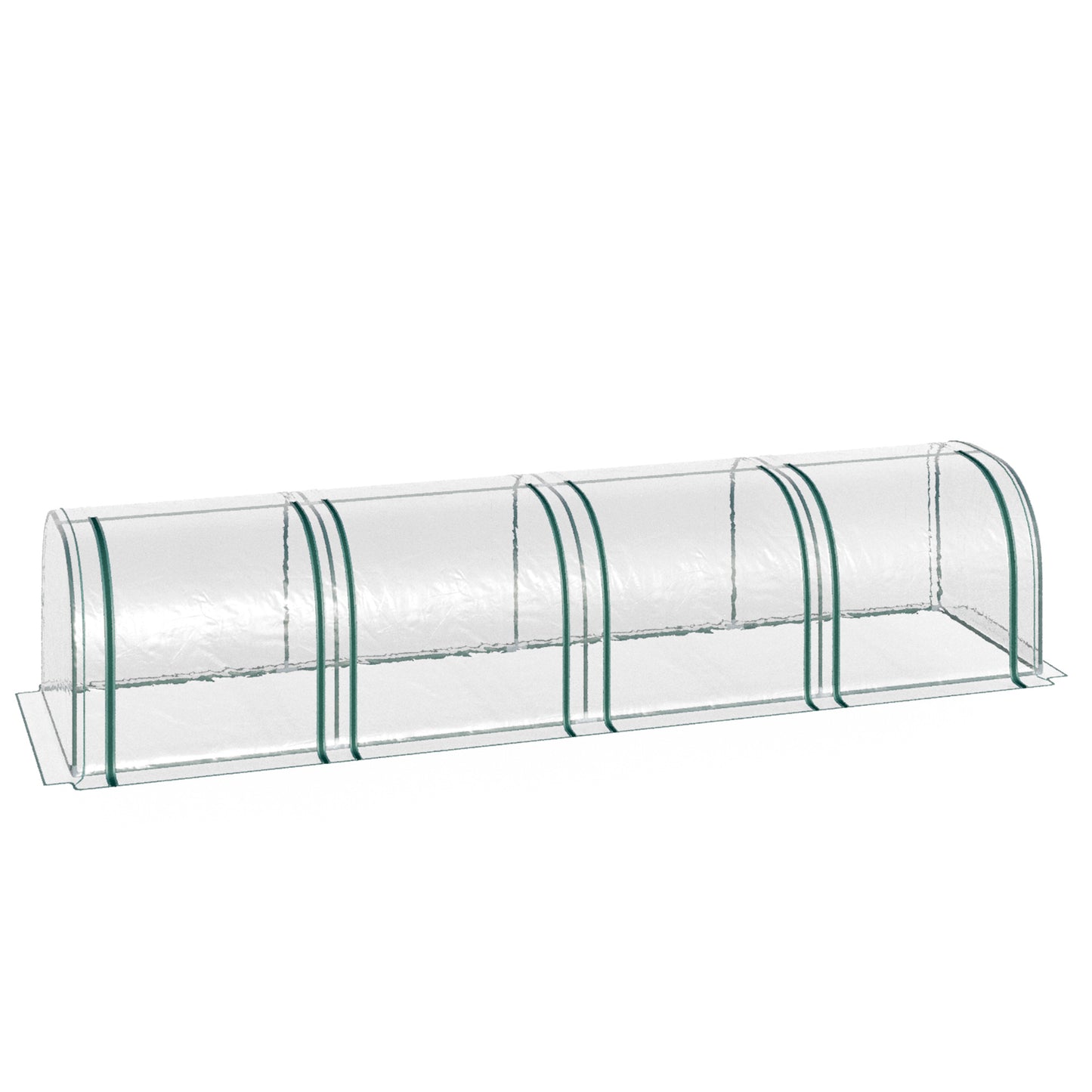 Outsunny 138"x39"x32" Transparent PVC Mini Tunnel Greenhouse Garden Green Grow Shed Portable Plant Flower Warm House Steel Frame Zipped Doors