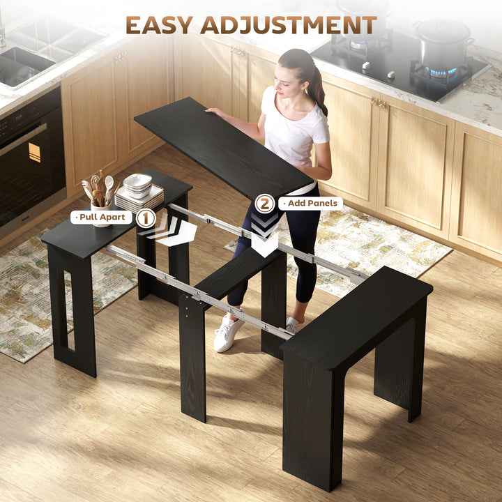 HOMCOM Extendable Dining Table, Expandable Kitchen Table for Small Spaces, Seats up to 6 People, Dark Brown