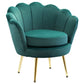 HOMCOM Modern Accent Chair, Velvet-Touch Fabric Leisure Club Chair with Gold Metal Legs for Bedroom, Blue