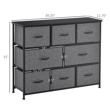 HOMCOM 8-Bin Dresser Storage Tower Cabinet Organizer Unit, Easy Pull Fabric Bins with Metal Frame for Living Room