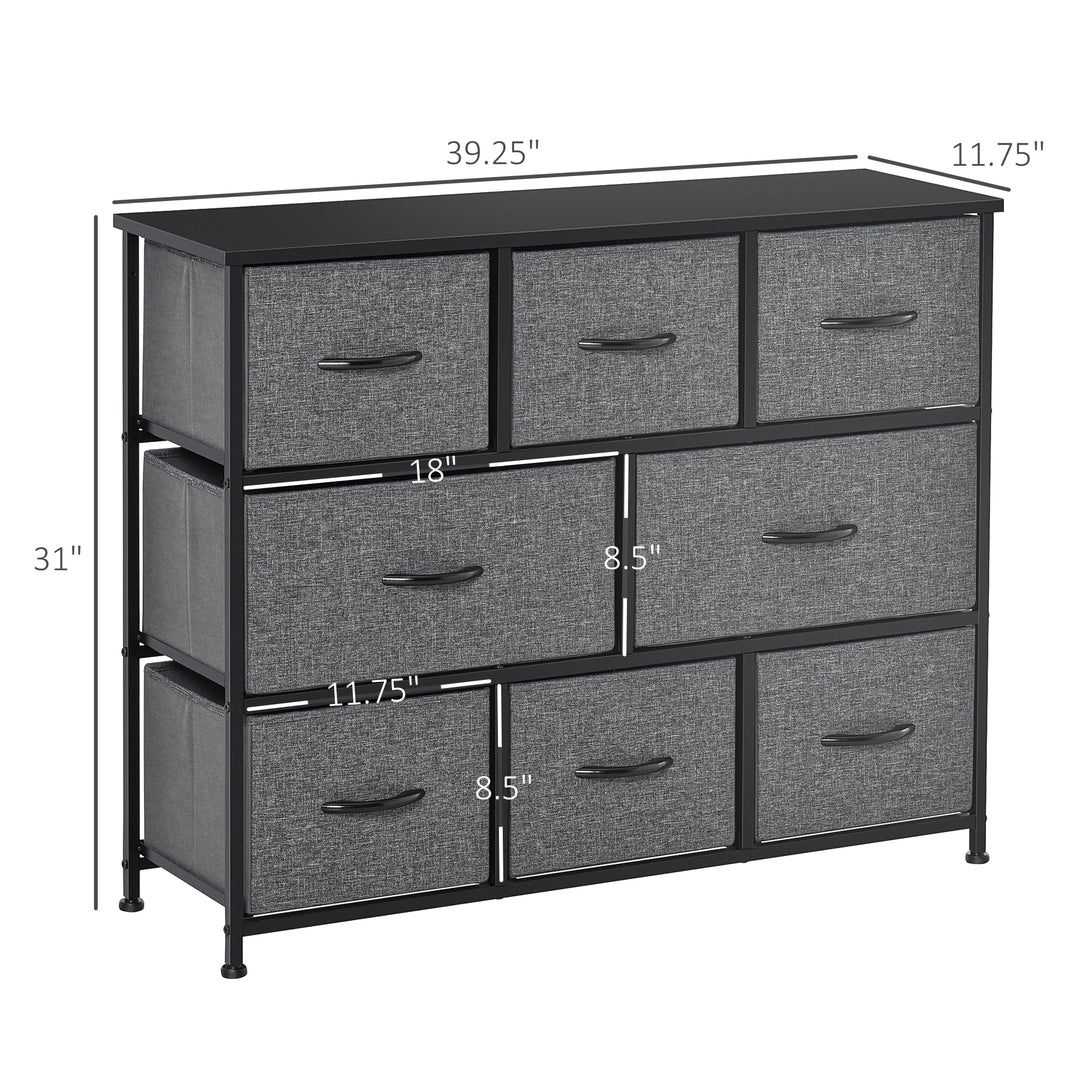 HOMCOM 8-Bin Dresser Storage Tower Cabinet Organizer Unit, Easy Pull Fabric Bins with Metal Frame for Living Room