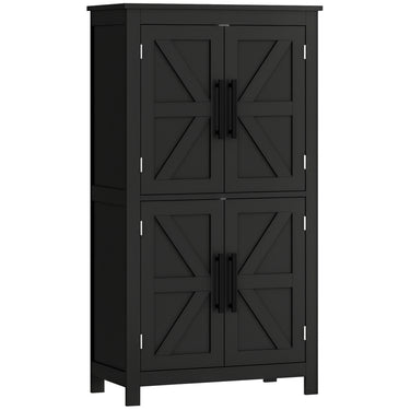 HOMCOM Farmhouse Bathroom Storage Cabinet, Bathroom Floor Cabinet with Barn Doors and Adjustable Shelf, Black