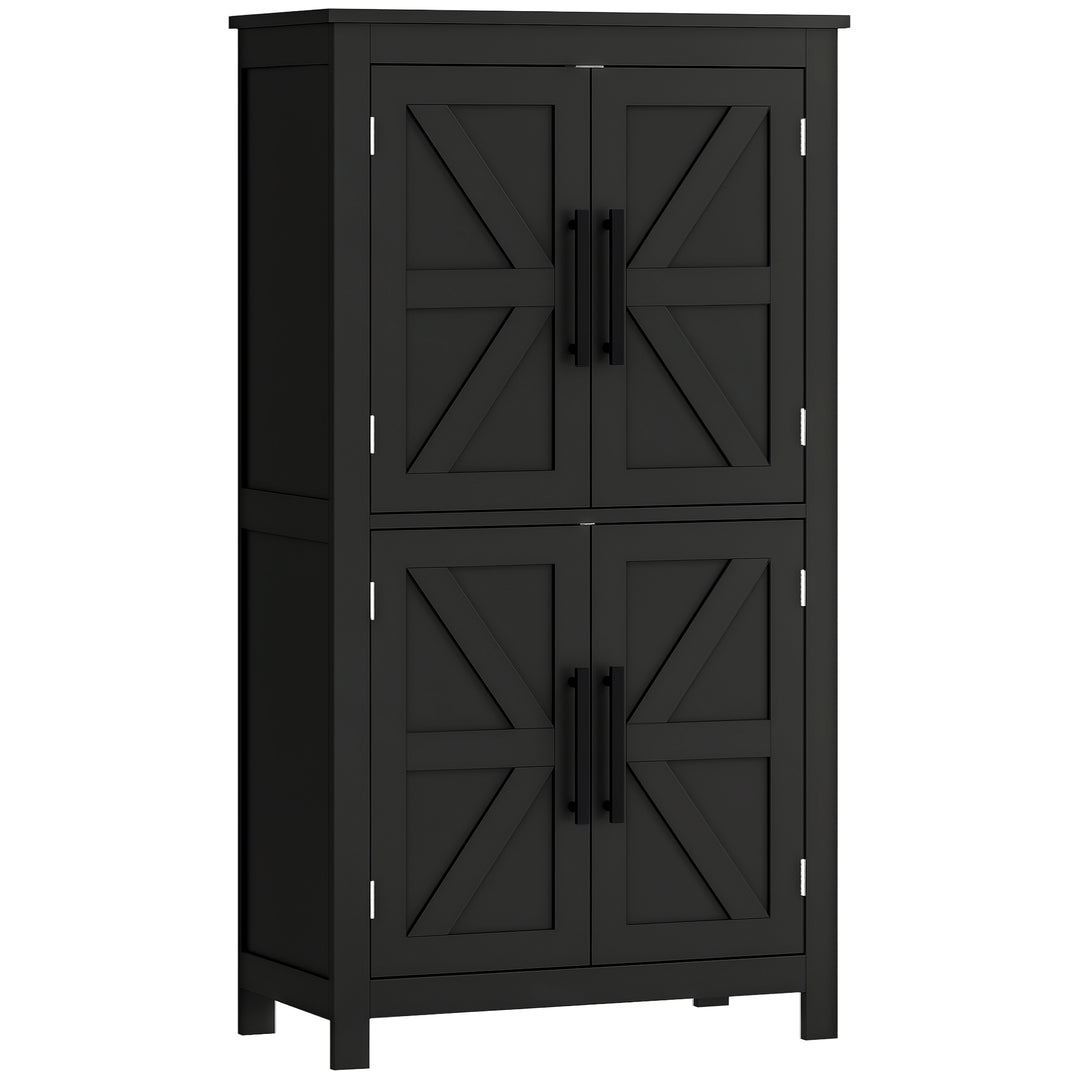 HOMCOM Farmhouse Bathroom Storage Cabinet, Bathroom Floor Cabinet with Barn Doors and Adjustable Shelf, Black