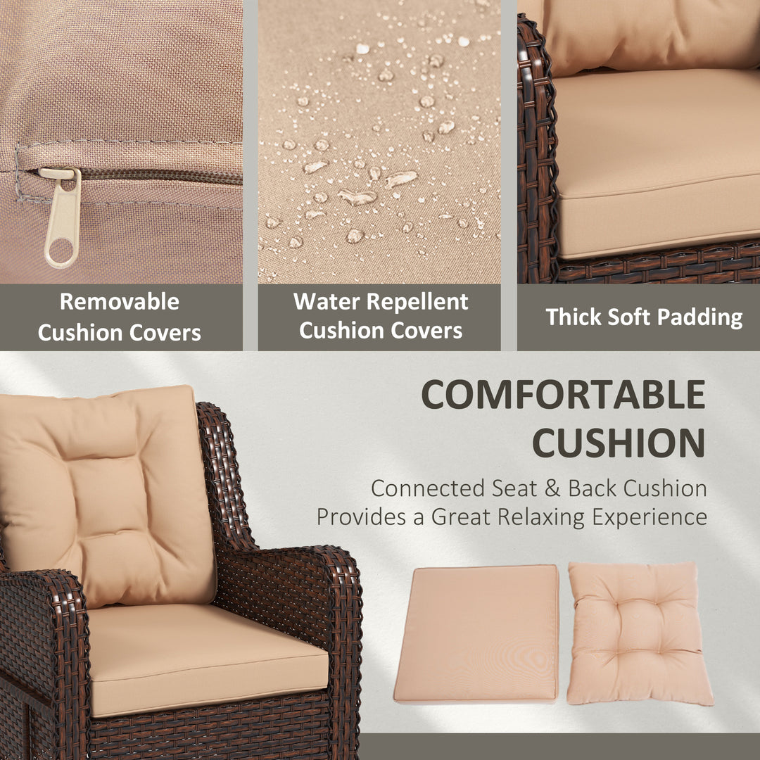 Outsunny PE Rattan 360° Swivel Patio Chair with Cushion, Brown