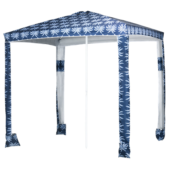 Outsunny Beach Umbrella, 6.5' Easy-Assembly Sun-Shade Shelter with Sandbags and Carry Bag, Cool UV50+, Dark Blue