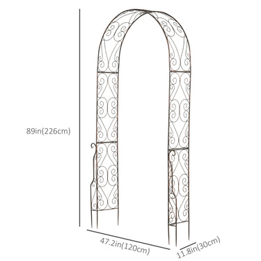Outsunny 7.5ft Garden Metal Arch Outdoor Walkway Arbor for Decorative Climbing Vine Plants Party Wedding Ceremony Decoration Accessories Black