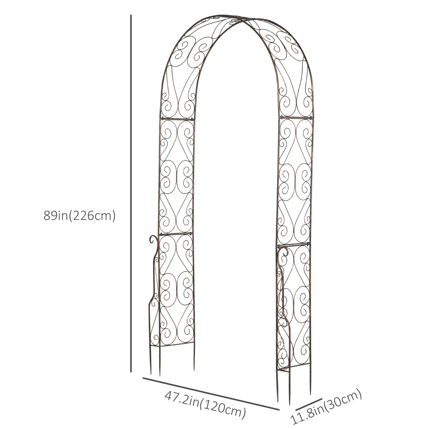Outsunny 7.5ft Garden Metal Arch Outdoor Walkway Arbor for Decorative Climbing Vine Plants Party Wedding Ceremony Decoration Accessories Black