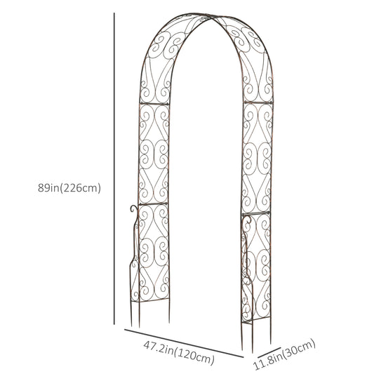 Outsunny 7.5ft Garden Metal Arch Outdoor Walkway Arbor for Decorative Climbing Vine Plants Party Wedding Ceremony Decoration Accessories Black