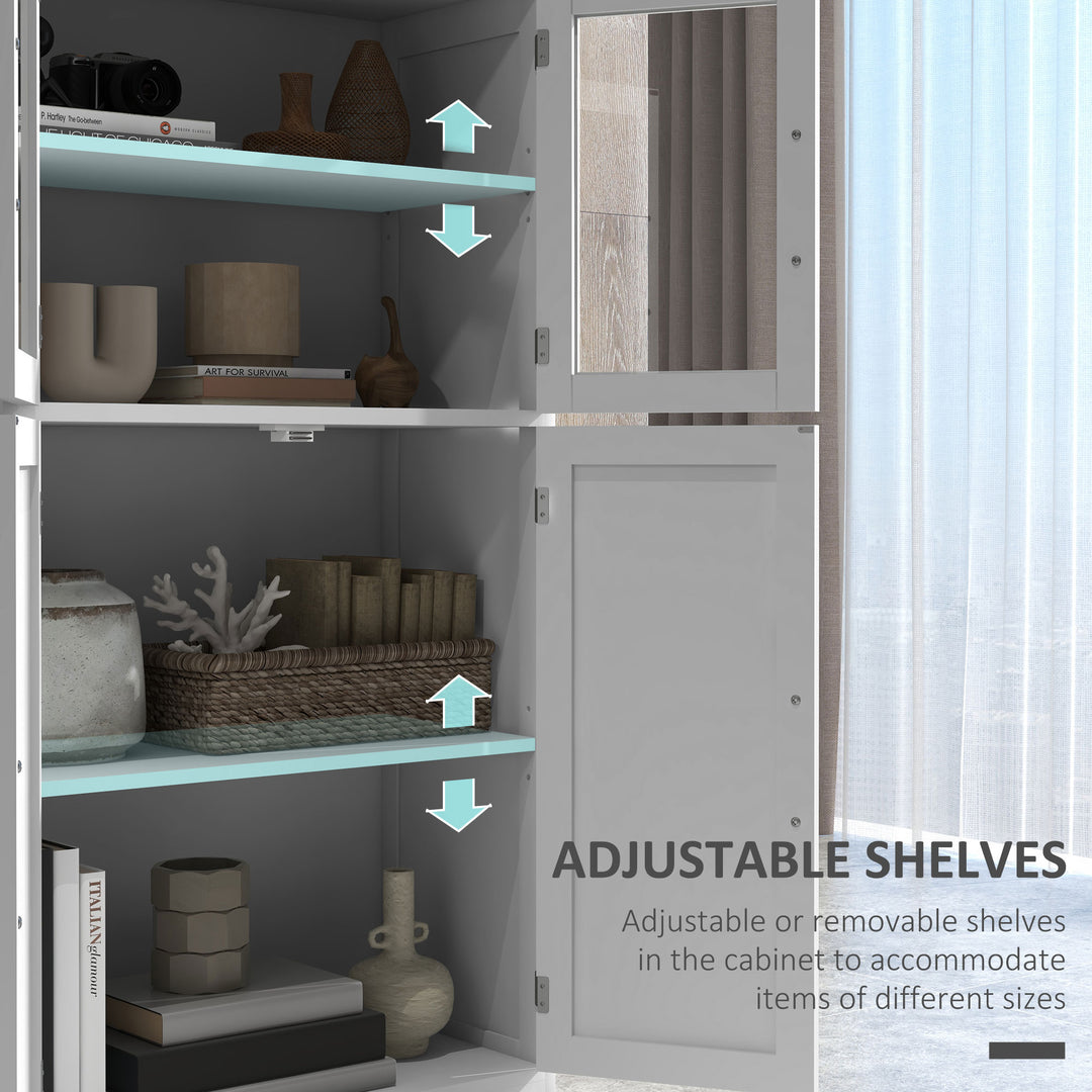 HOMCOM Modern Sideboard Cabinet, Freestanding Sideboards and Buffets with Glass Doors, 4-tier Shelving and Adjustable Shelves