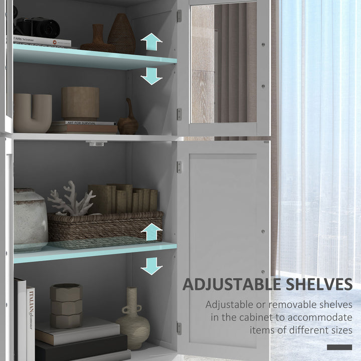 HOMCOM Modern Sideboard Cabinet, Freestanding Sideboards and Buffets with Glass Doors, 4-tier Shelving and Adjustable Shelves