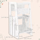 Qaba Toddler Kitchen Helper 2 Step Stool with Adjustable Height Platform and Safety Rail, White