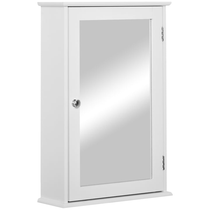 kleankin Bathroom Mirror Cabinet, Wall Mounted Medicine Cabinet with Door and Shelves, White