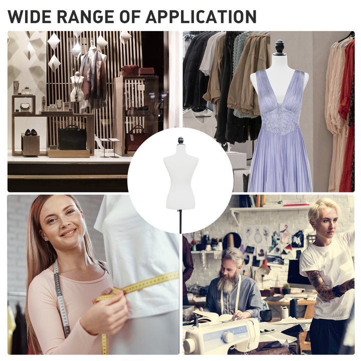 HOMCOM Female Fashion Mannequin Dress Form Torso Dressmaker Stand Clothing Display w/ Base (Black)