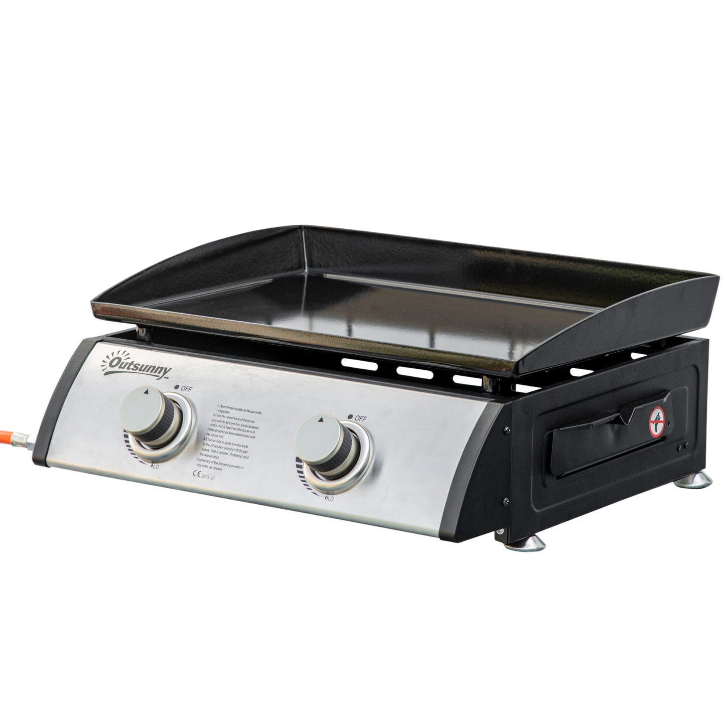 Outsunny 3 Burner Liquefied Gas Grill, Portable Tabletop BBQ Grill, for Camping, Picnic, Silver