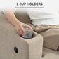 HOMCOM 3 Seater Sofa with USB Ports & Cup Holders, Chenille-Feel Upholstered Couch for Living Room, Light Brown