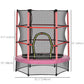 Outsunny 55" Kids Trampoline with Enclosure Net for Indoor/Outdoor, Trampoline for Boys and Girls Age 3-6 Years, Pink