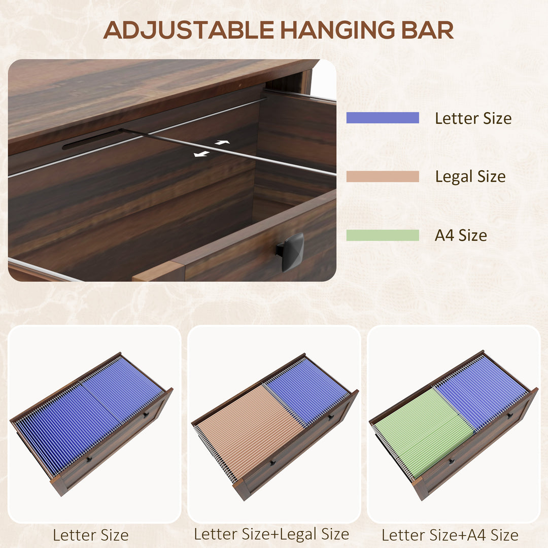 HOMCOM 2 Drawer File Cabinet, Lockable Filing Cabinet with Adjustable Hanging Bar for Letter, A4 and Legal Size, White