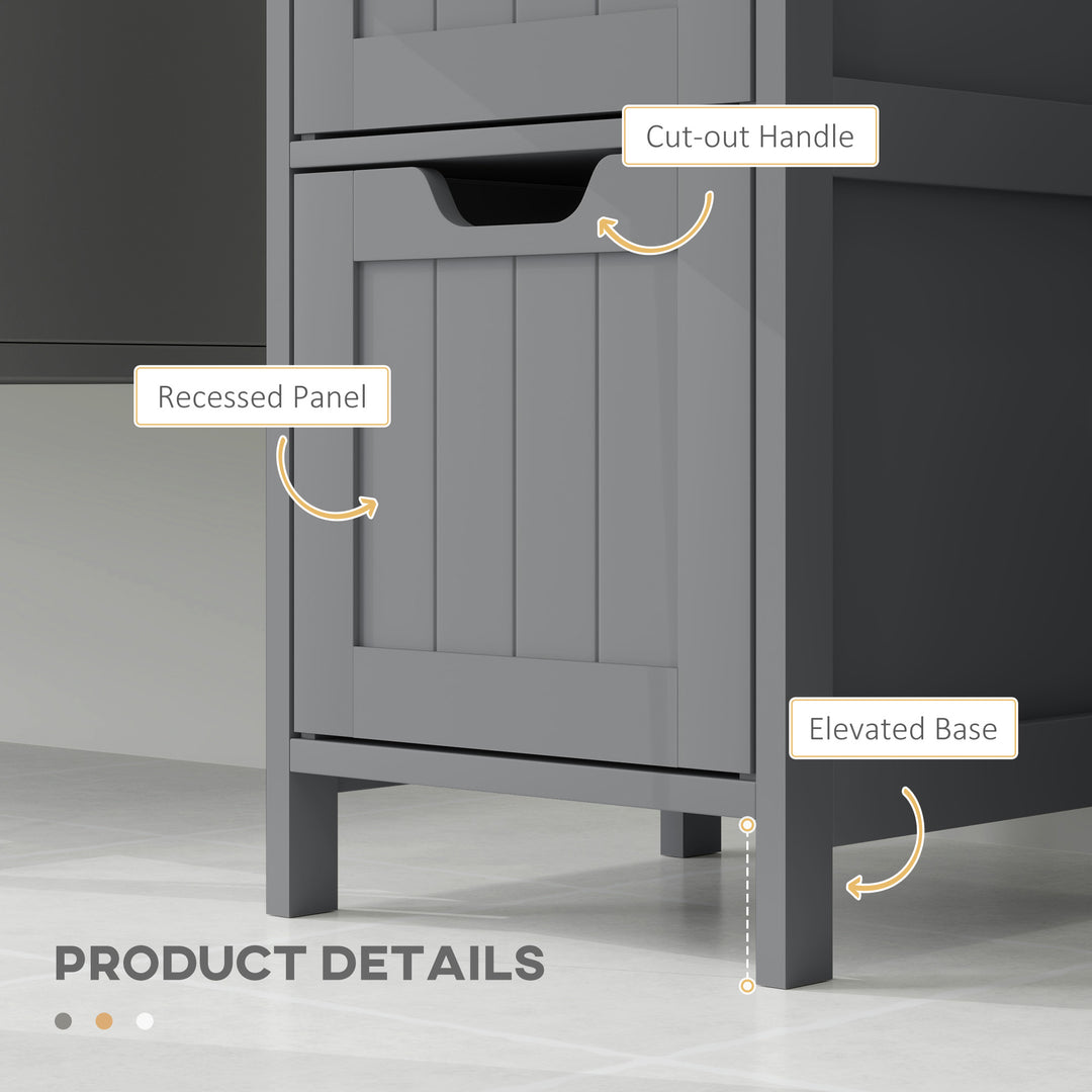 kleankin Narrow Bathroom Cabinet with 3 Drawers and 2 Tier Shelf, Tall Cupboard Freestanding Linen Tower, White