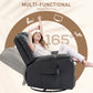 HOMCOM 8-Point Vibration Massage Recliner Chair for Living Room, PU Leather 360Â° Swivel Manual Reclining Sofa Rocking Chair with Remote Control, Side Pockets, Grey